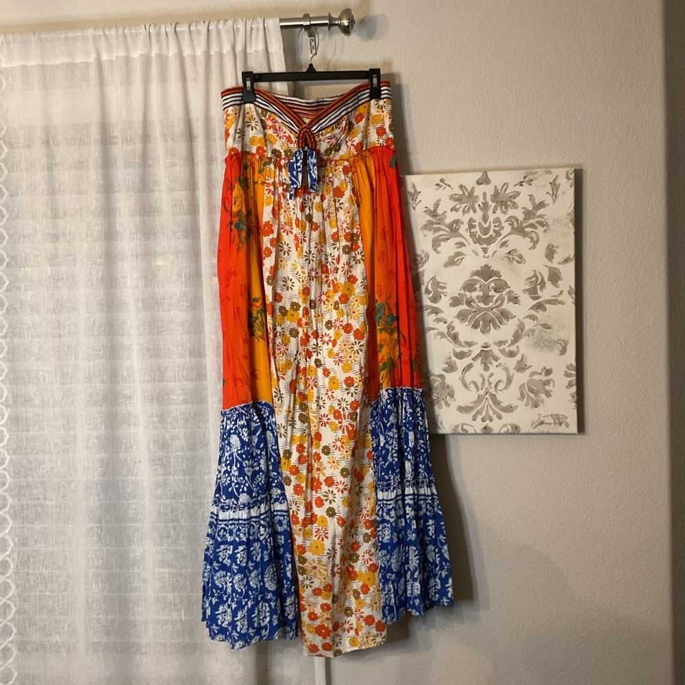 Free People Orange, Blue & Cream Sundress
